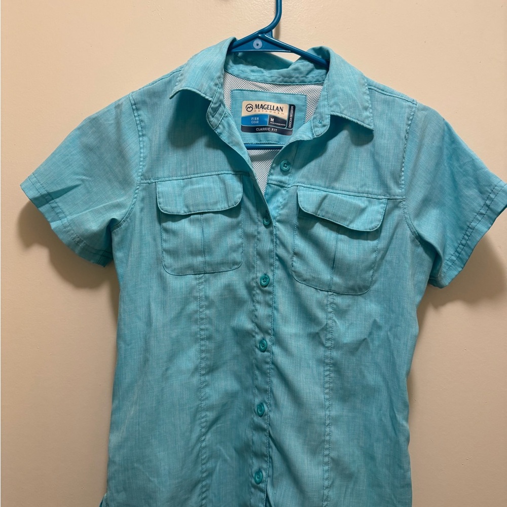 Magellan Outdoors Girls' Turquoise Button-Down Shirt